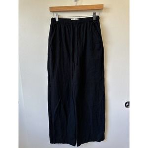 Abercrombie & Fitch Black Linen Blend Wide Relaxed Pant Womens Size XS